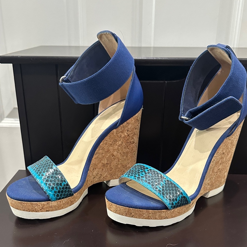 Jimmy Choo Vibrant Blue and Teal Wedges
